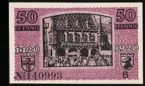 Notgeld Freiburg i. Br. 1920, 50 Pfennig, Versammlung am Rathaus