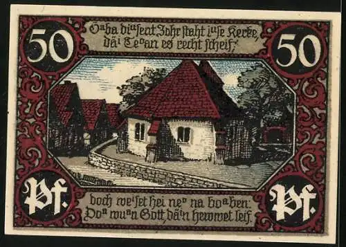 Notgeld Eisbergen a. d. Weser 1921, 50 Pfennig, Die runde Kirche