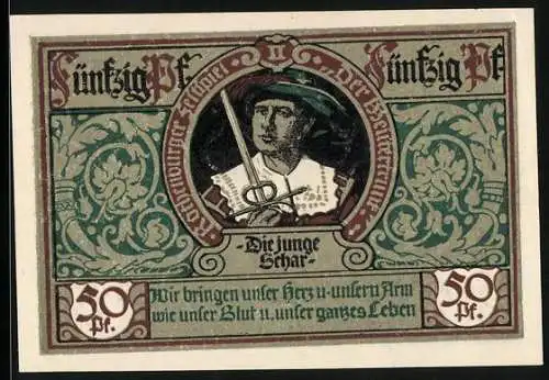 Notgeld Rothenburg ob der Tauber 1921, 50 Pfennig, Die junge Schar