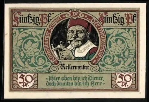 Notgeld Rothenburg ob der Tauber 1921, 50 Pfennig, Der Kellermeister