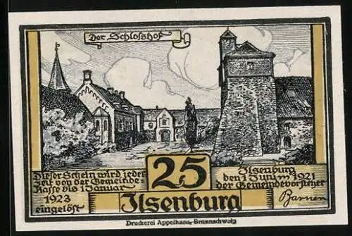 Notgeld Ilsenburg 1921, 25 Pfennig, Der Schlosshof