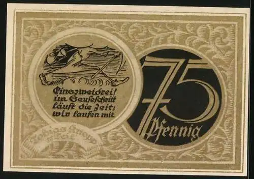Notgeld Stolzenau /Weser 1921, 75 Pfennig, Wilhelm Busch`s Geburtshaus