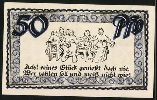 Notgeld Stolzenau /Weser 1921, 50 Pfennig, Altes Schloss, verwendet als Kreishaus