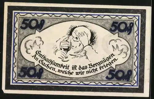 Notgeld Stolzenau /Weser 1921, 50 Pfennig, Wilhelm Busch-Denkmal