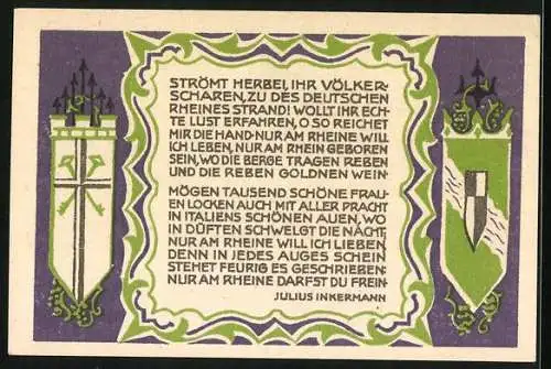 Notgeld Königswinter / Rhein 1921, 50 Pfennig, Kurhotel auf dem Petersberg