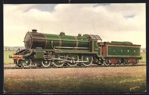 Künstler-AK 4-6-0 Express Locomotive No. 486, London & South-Western Railway, englische Eisenbahn