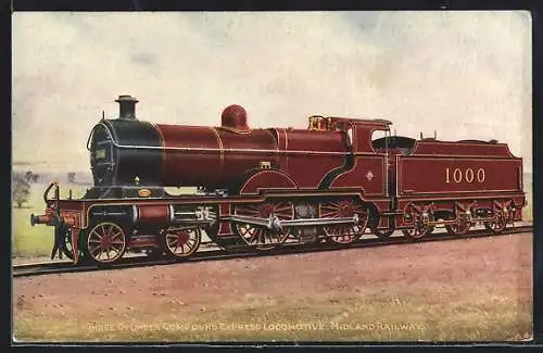 Künstler-AK Compound Express Locomotive, Midland Railway, englische Eisenbahn
