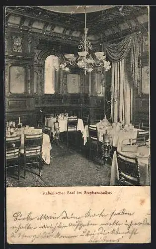 AK Wien, Italienischer Saal im Stephanskeller, Rotenturmstrasse 11