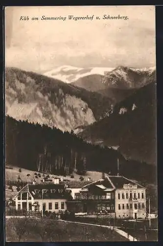 AK Küb / N.-Oest., Wegererhof mit Blick auf den Schneeberg