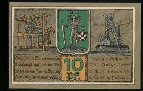 Notgeld Bleicherode a. H. 1921, 10 Pfennig, Das Rathaus