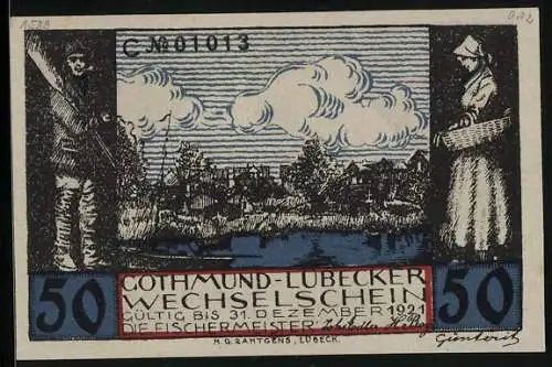 Notgeld Gothmund-Lübeck, 50 Pfennig, Eine Fischerhütte