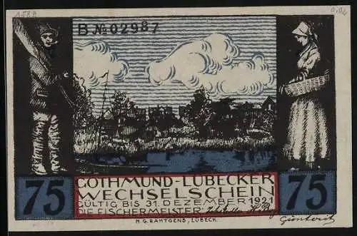 Notgeld Gothmund-Lübeck, 50 Pfennig, Fischertypen aus Gothmund