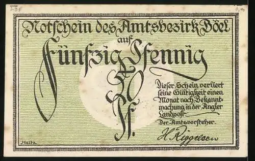 Notgeld Böel, 50 Pfennig, Ornamentik aus Getreide