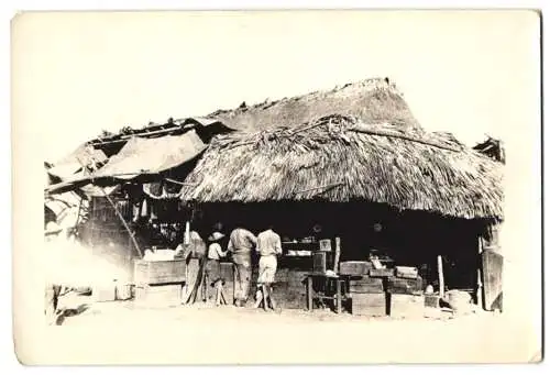 5 Fotografien Ansicht Zacemixtle, Ölfelder mit Bohrturm, Arbeiter am Lebensmittelstand, Flugzeug Curtiss JN-4