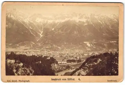 Fotografie Anton Gratl, Innsbruck, Ansicht Innsbruck, Blick nach der Stadt vom Stillthal