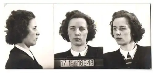 Fotografie Polizeifoto / Mugshot, Margarethe Balek (Hehlerin), Festgenommen 1951, Polizei