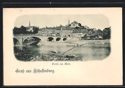 AK Aschaffenburg, Ansicht auf den Main
