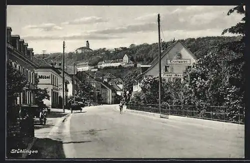 AK Stühlingen, Strassenpartie mit Eisenwaren Franz Wess