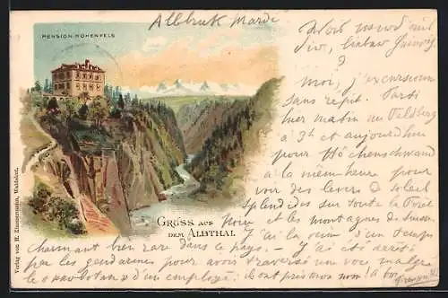 Lithographie Albbruck, Pension Hohenfels im Albthal