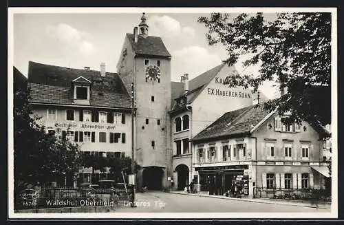 AK Waldshut, Unteres Tor mit Gasthaus Rheinischer Hof