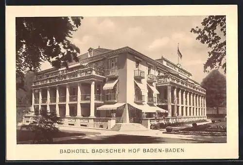 AK Baden-Baden, Badhotel Badischer Hof am Kurpark