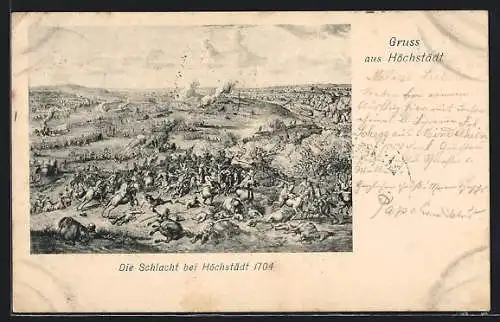 Künstler-AK Höchstädt / Donau, Die Schlacht bei Höchstädt 1704