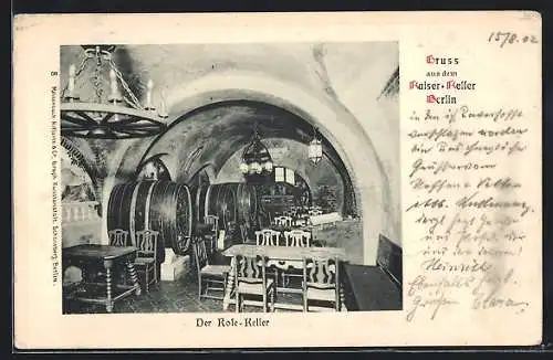 AK Berlin, Gasthaus Kaiser Keller, Der Rote-Keller