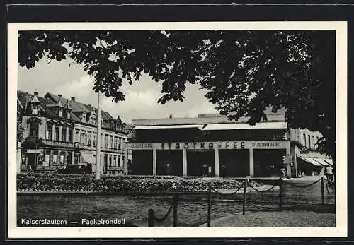 AK Kaiserslautern, Fackelrondell mit Gaststätte /Restaurant Stadtkaffee