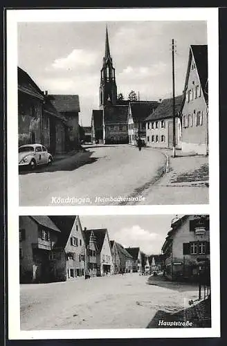 AK Köndringen, Heimbacherstrasse mit Kapelle und Hauptstrasse