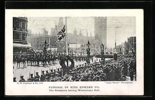 AK Kind Edward VII. von England Beerdigung, Funeral, The Procession leaving Westminster Hall