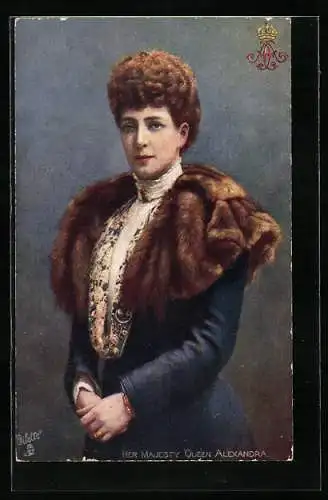 AK Queen Alexandra elegant gekleidet im Portrait