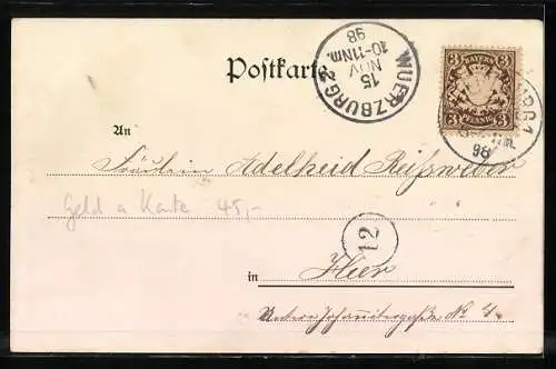 AK Geldschein über eintausend Mark mit Briefmarken