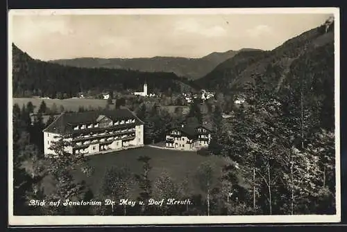 AK Kreuth / Wildbad, Sanatorium Dr. May mit Dorf Kreuth im Hintergrund