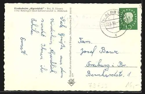 AK Rotzingen /Südschwarzwald, Kinderheim Alpenblick, Bes. A. Sievers