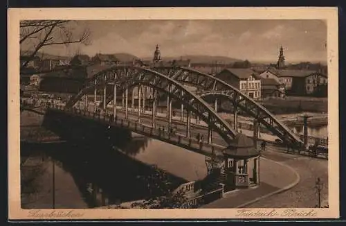 AK Saarbrücken, Friedrich-Brücke mit Pferdewagen