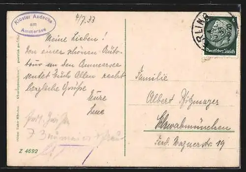 Künstler-AK Andechs, Wegpartie zum Kloster