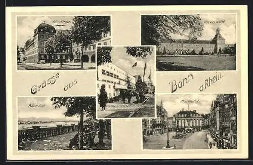 AK Bonn a. Rhein, Parlamentsgebäude Eingang, Stadthaus, Universität