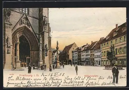 AK Freiburg / Breisgau, Denkmal auf dem Münsterplatz