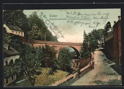 AK Trier, Blick auf die Napoleonsbrücke