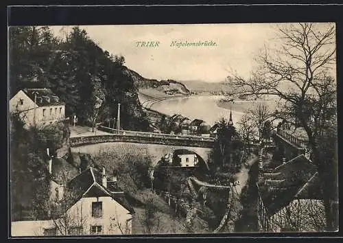 AK Trier, Napoleonsbrücke mit Blick auf die Mosel