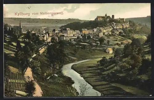 AK Kyllburg, Blick vom Malbergerweg auf die Ortschaft