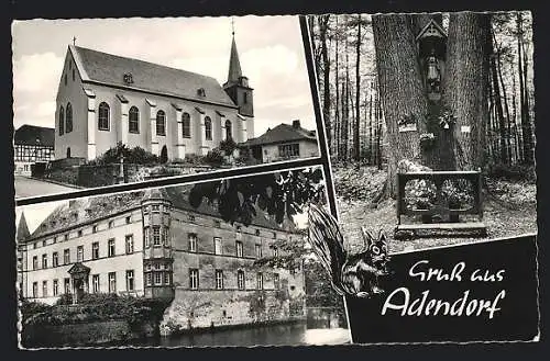 AK Adendorf / Rheinl., Kirche und Flusspartie