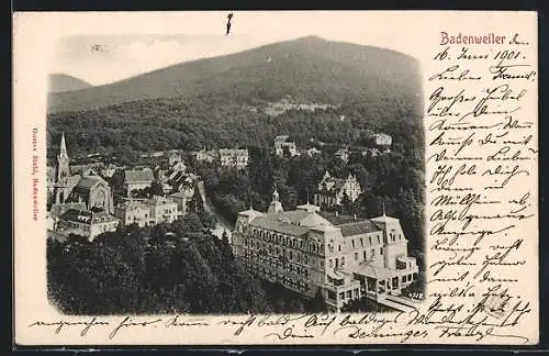 AK Badenweiler, Ortsansicht aus der Vogelschau