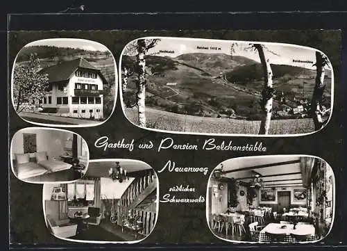 AK Neuenweg, Gasthof und Pension Belchenstüble, Aussen- und Innenansichten