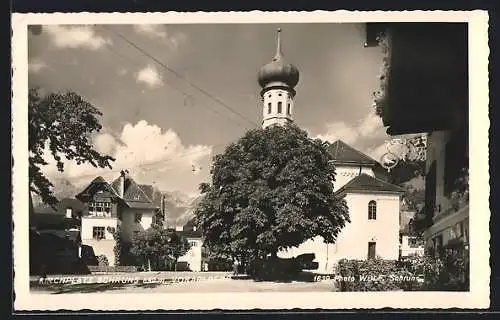 AK Schruns im Montafon, Strassenpartie bei der Kirche