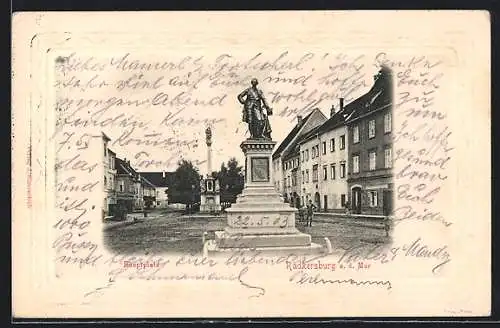 AK Radkersburg a. d. Mur, Hauptplatz mit Denkmal