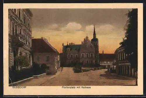 AK Gleisdorf, Florianplatz mit Rathaus