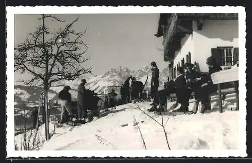 AK Kitzbühel, Gasthaus Oberleiten im Schnee