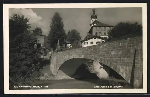 AK Tschagguns, Brücke über Fluss im Montafon