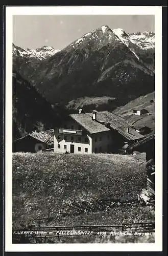 AK Kaisers im Lechtal, Gasthaus und Fallesinspitze im Hintergrund